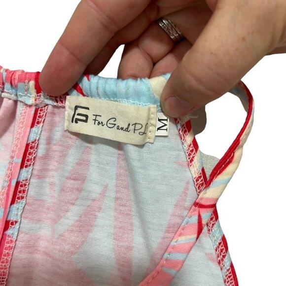 For G and PL dress women's M blue pink tropical Hawaiian print summer casual - Picture 5 of 9